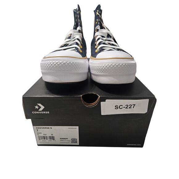 Converse A08860C Chuck Taylor All Star Lift Navy Gold Women Sneaker Size 7 - Picture 10 of 10